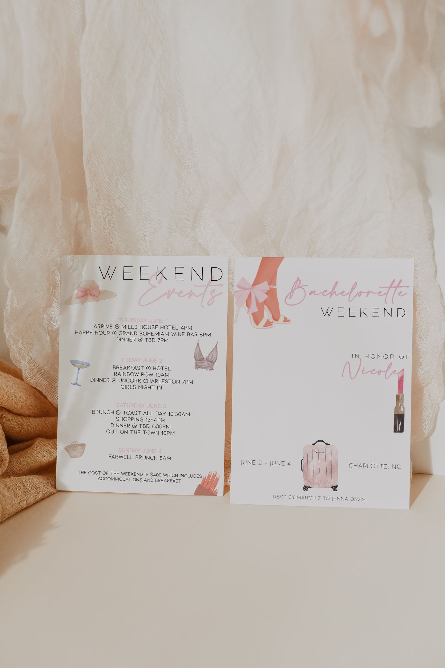 PREPPY BRIDE Bachelorette Party Itinerary Template