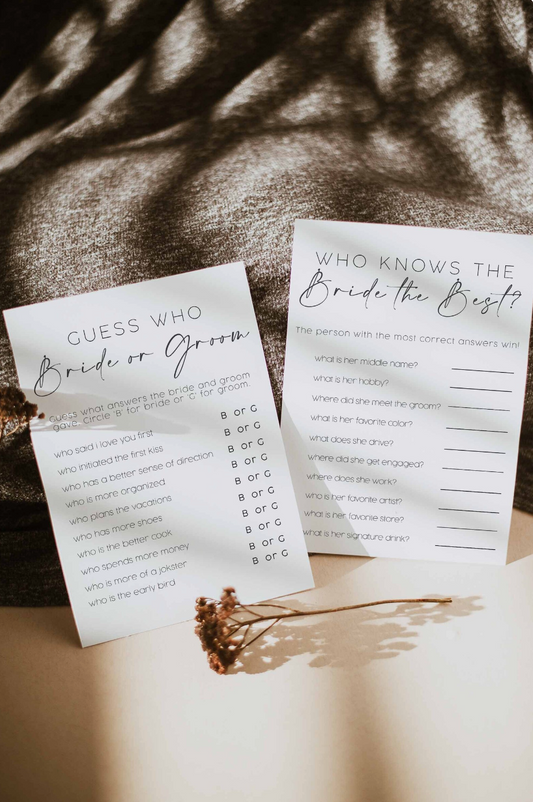 Bridal Shower Games Template
