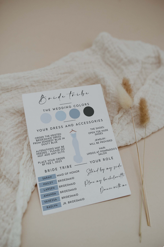 Dusty Blue Editable Bridesmaid Proposal Info Card Template