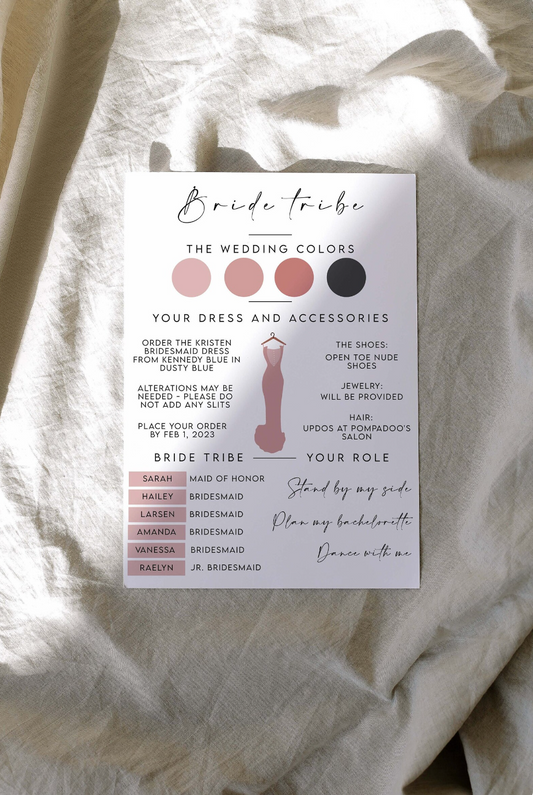 Desert Rose Editable Bridesmaid Proposal Info Card Template