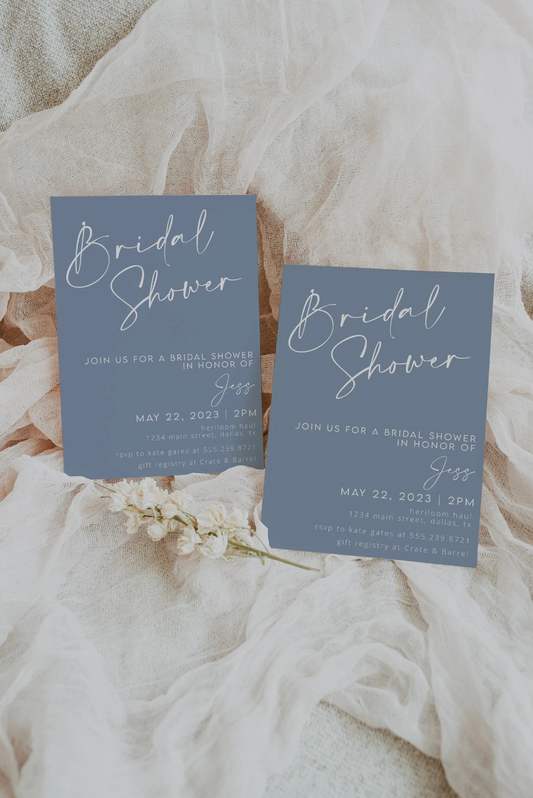 Dusty Blue Bridal Shower Invitation Template