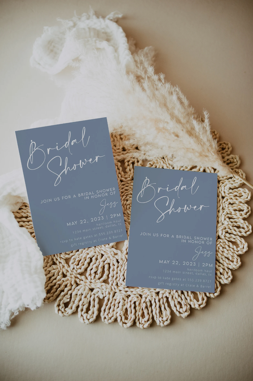 Dusty Blue Bridal Shower Invitation Template