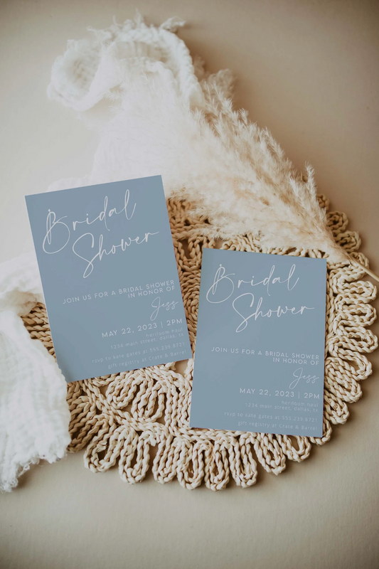 Light Dusty Blue Bridal Shower Invitation Template