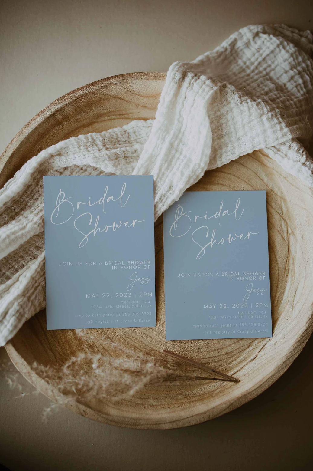 Light Dusty Blue Bridal Shower Invitation Template