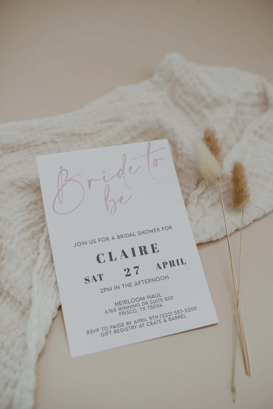 Modern Blush Bridal Shower Invitation Template