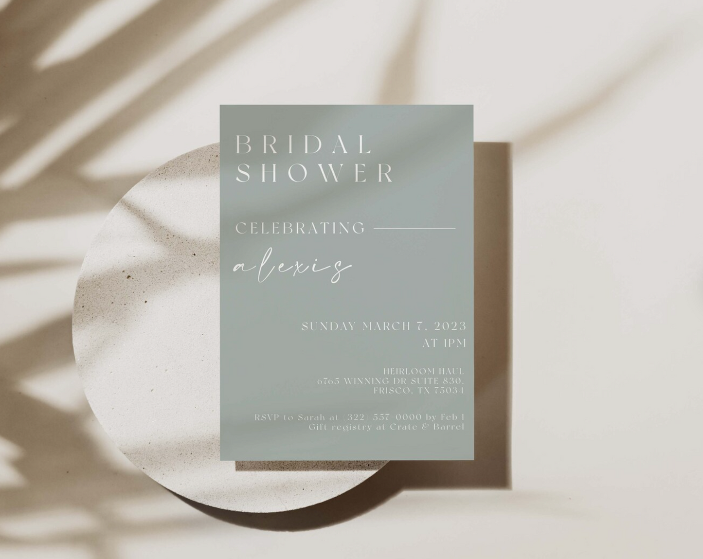 Sage Bridal Shower Invitation Template