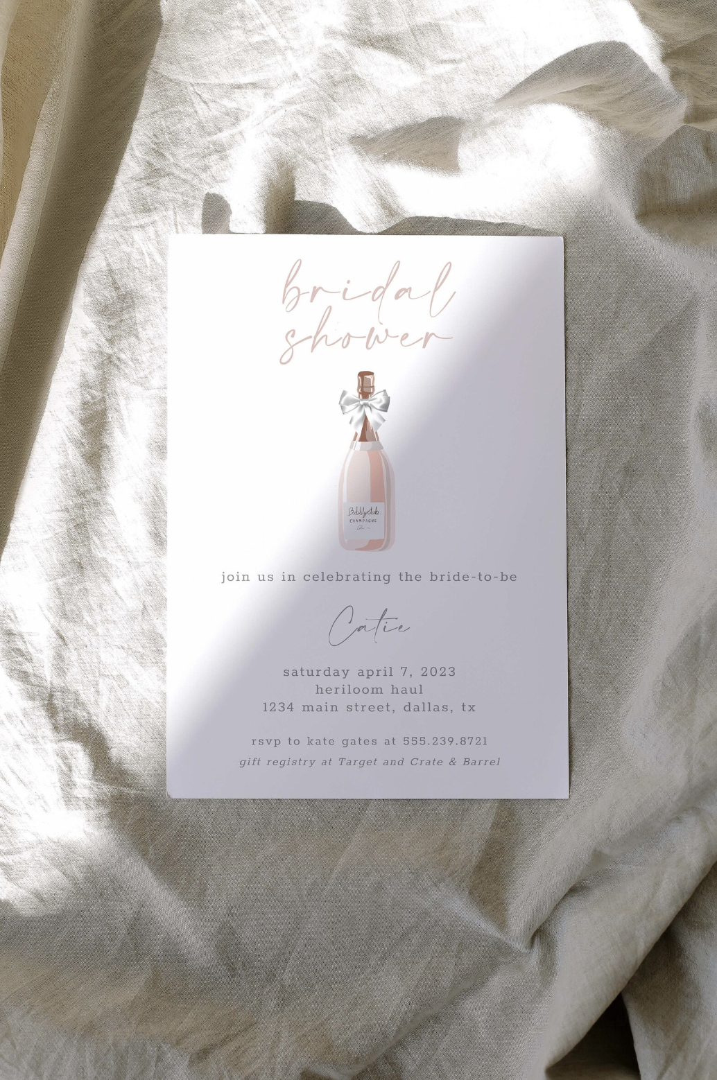 Pink Champagne Bridal Shower Invitation Template