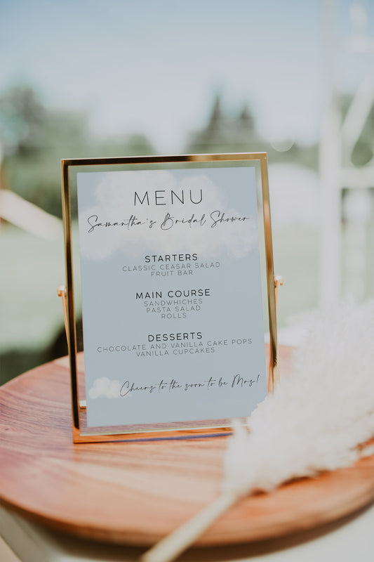 She's On Cloud Nine Bridal Shower Menu