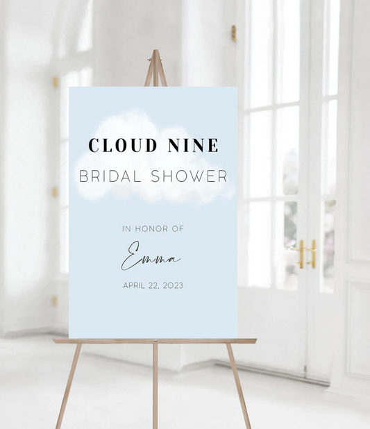 She's On Cloud Nine Bridal Shower Welcome Sign, Modern Bridal Shower Sign, Bridal Shower Sign, Bridal Shower Editable Template