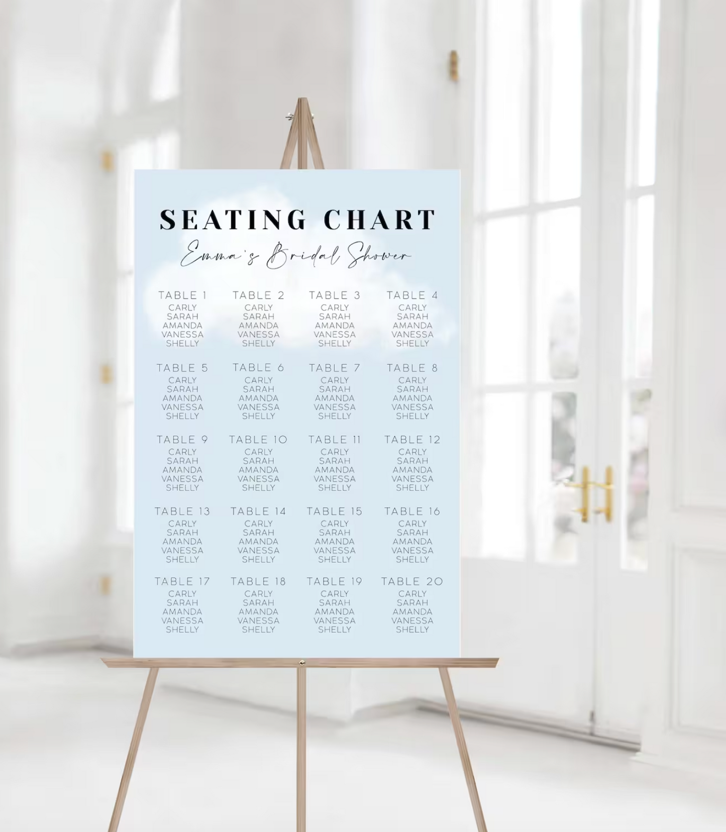 She's On Cloud Nine Bridal Shower Seating Chart, Bridal Shower Seating Chart, Bridal Shower Sign, Bridal Shower Editable Template