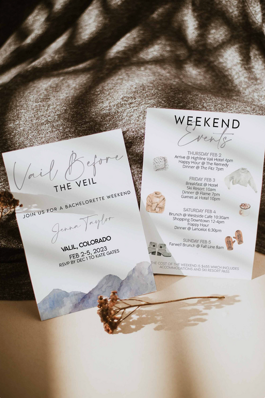 Vail Before the Veil, Bachelorette Itinerary Template