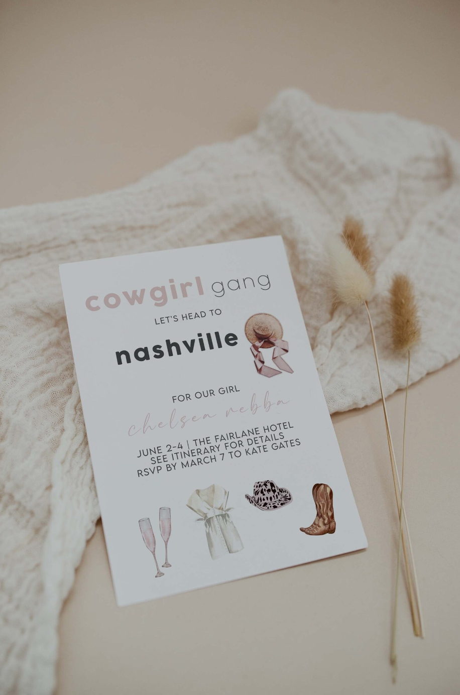 COWGIRL Bachelorette Invitation Template